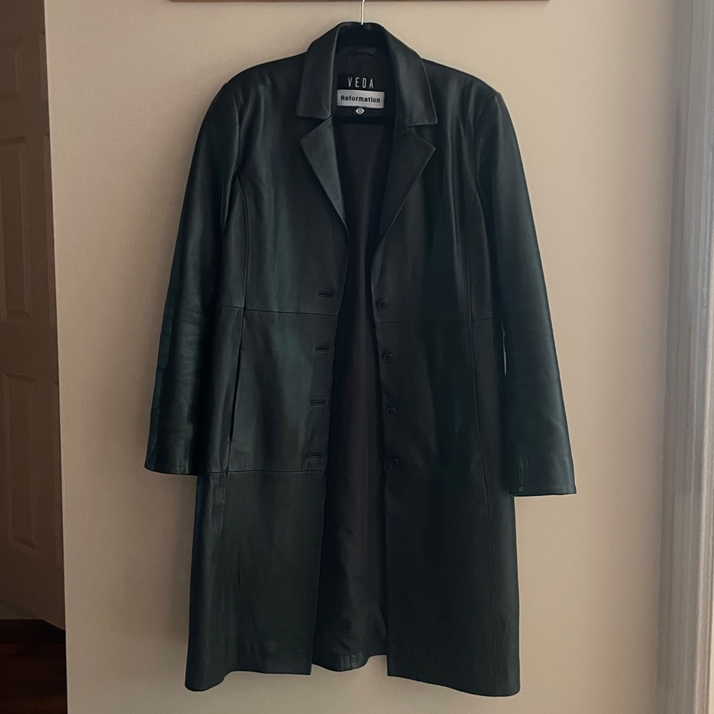 Reformation x Veda Crosby Longline Leather Jacket